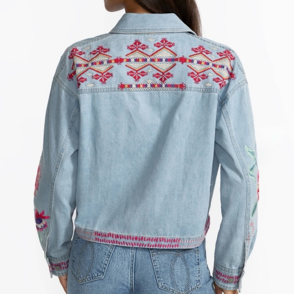 Johnny Was Embroidered Denim Jacket Tallula with Floral Design - Picture 2 of 6